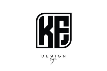 KE Block Monogram Logo – Bold Geometric Lettermark in Rectangular Style for Modern Branding & Identity