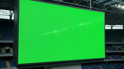 Empty stadium green screen display. Large blank LED scoreboard in sports arena for chroma key compositing and content insertion. - Powered by Adobe