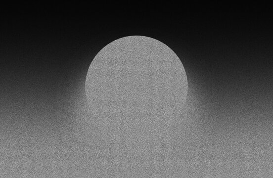  Smooth grainy gradient evokes cosmic mystery, lunar illusion, and minimalist aesthetics with shadow depth. Abstract dark grey black sphere emerging from textured monochrome noise. Digital background - Powered by Adobe