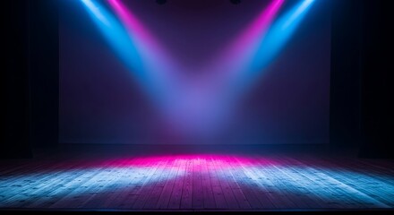 Neon Stage Lighting, Vibrant, Focus, Performance, Scene.