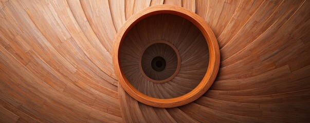A detailed view of a spiral wooden design featuring rich textures and tones.