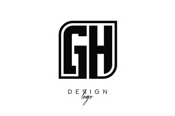 GH Block Monogram Logo – Bold Geometric Lettermark in Rectangular Style for Modern Branding & Identity