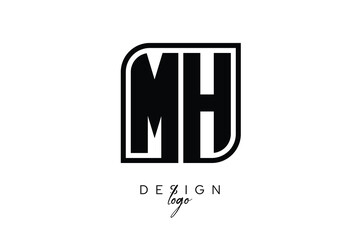 MH Block Monogram Logo – Bold Geometric Lettermark in Rectangular Style for Modern Branding & Identity
