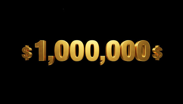 1000000 golden million one dollars number metallic gold numbers 37379124 1