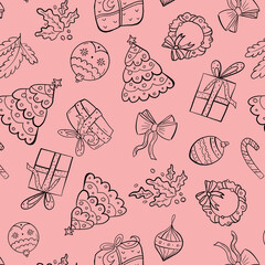 The Christmas pattern. New Year. Christmas Tree Gifts Christmas Balls Star. Ideal for paper textiles.