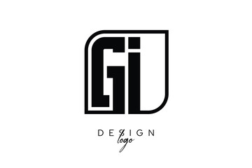 GI Block Monogram Logo – Bold Geometric Lettermark in Rectangular Style for Modern Branding & Identity