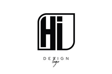 HI Block Monogram Logo – Bold Geometric Lettermark in Rectangular Style for Modern Branding & Identity