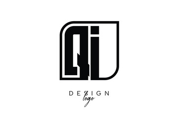 QI Block Monogram Logo – Bold Geometric Lettermark in Rectangular Style for Modern Branding & Identity