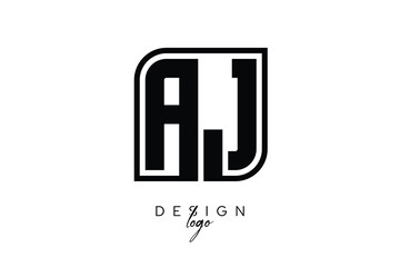 AJ Block Monogram Logo &ndash; Bold Geometric Lettermark in Rectangular Style for Modern Branding & Identity