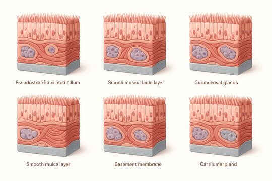Illustration of Respiratory Epithelium Layers