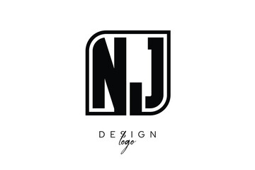 NJ Block Monogram Logo – Bold Geometric Lettermark in Rectangular Style for Modern Branding & Identity