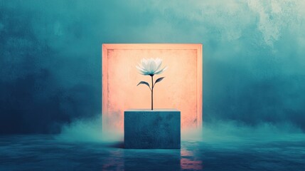 A serene flower thrives in an ethereal environment, representing beauty and tranquility.