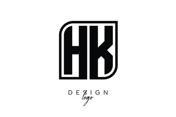 HK Block Monogram Logo – Bold Geometric Lettermark in Rectangular Style for Modern Branding & Identity
