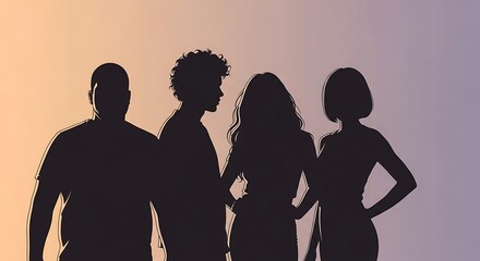 Diverse Group of People Silhouettes.