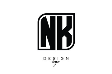 NK Block Monogram Logo – Bold Geometric Lettermark in Rectangular Style for Modern Branding & Identity