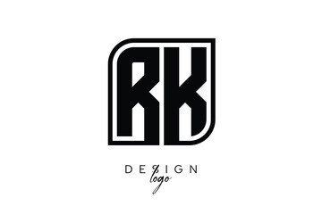 RK Block Monogram Logo – Bold Geometric Lettermark in Rectangular Style for Modern Branding & Identity