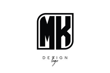 Obraz premium MK Block Monogram Logo – Bold Geometric Lettermark in Rectangular Style for Modern Branding & Identity