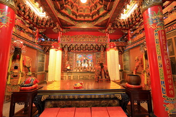 Dianji Temple and Keelung Miaokou night market in Keelung, Taiwan	