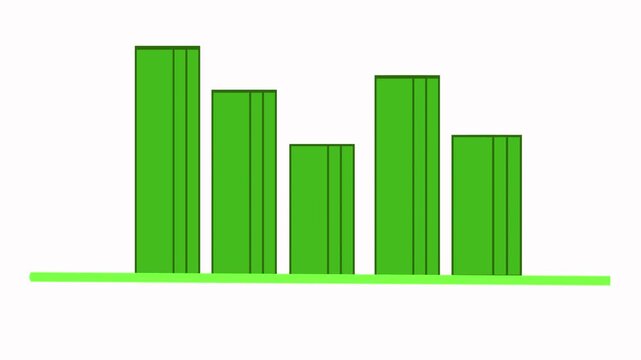 Business finance growth and progress animated green bar graph with statistics presentation. Data visualization presentation template with green bar graph for marketing and finance.