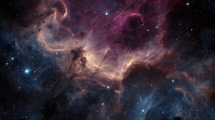 Obraz premium Cosmic nebula swirling with vibrant colors and twinkling stars in a deep space view capturing the beauty and mystery of the universe in stunning clarity and detail.