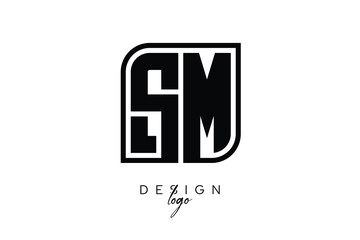 SM Block Monogram Logo – Bold Geometric Lettermark in Rectangular Style for Modern Branding & Identity
