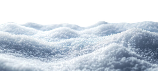Sparkling snow surface with soft mounds and detailed texture, isolated on transparent cutout background