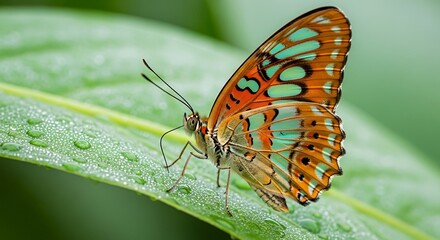 Beautiful Butterfly on a Leaf.