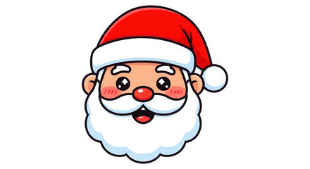 Cartoon santa claus face isolated on transparent background for christmas day