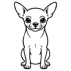 Cute chihuahua dog illustration sitting in simple line art style