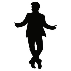 Silhouette of a man standing with arms outstretched in a confident pose