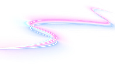Abstract futuristic glowing neon laser line curve. Light trail wave, style optic fiber, digital artworks in PNG.