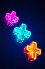 Bright neon plus symbols stacked with vibrant colors