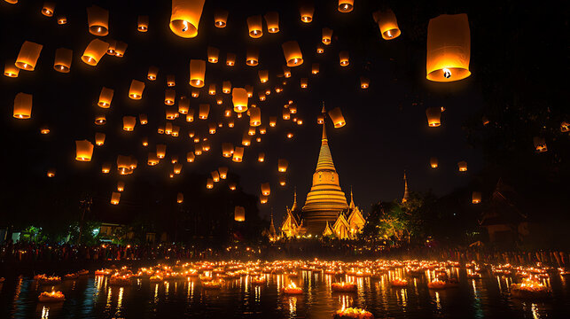 In Chiang Mai, the Loy Krathong and Yi Peng festivals merge in a spectacular vision of light, thousands of floating lanterns rising into the night sky.