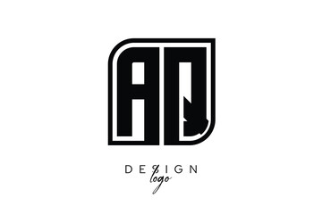 AQ Block Monogram Logo – Bold Geometric Lettermark in Rectangular Style for Modern Branding & Identity