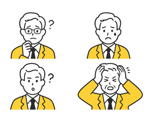 Senior male business executive expression icon set