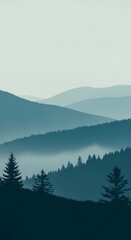 Fototapeta premium Misty Mountain Range Landscape.