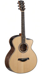 Obraz premium Acoustic guitar with natural wood body dark fretboard and decorative inlay