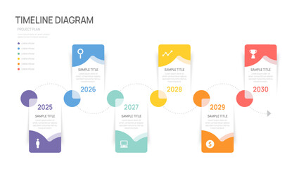 6 Steps Business infographic timeline year design template. Business milestone and strategy presentation.Vector illustration.