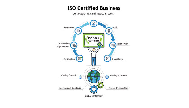 iso certification business standards international and standardization process iso certified conformity quality to control standards and quality assurance concept person touching certificat 42761751 1