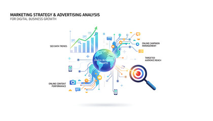 data strategy and advertising analysis and digital audience growth campaign with seo marketing trends reach online concept management creative content performance business targeted for for 39745690 4
