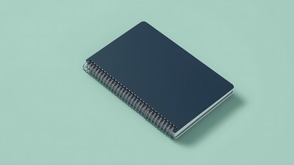 A modern diary with spiral binding on a plain mint green background