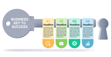 Business success key infographic diagram four colorful with 4 Steps