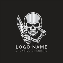 Skull with Knife Logo