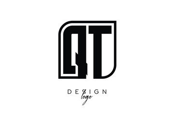 QT Block Monogram Logo – Bold Geometric Lettermark in Rectangular Style for Modern Branding & Identity