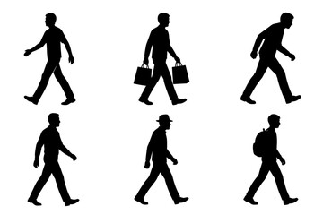 Walking Man Silhouette Vector Icons – Business, Travel, Lifestyle Poses