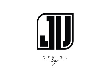 JU Block Monogram Logo – Bold Geometric Lettermark in Rectangular Style for Modern Branding & Identity