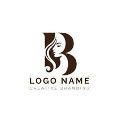 Elegant Beauty Logo Featuring Silhouette and Letter B
