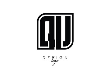 QU Block Monogram Logo – Bold Geometric Lettermark in Rectangular Style for Modern Branding & Identity