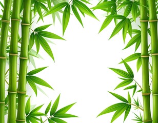 Naklejka premium Green bamboo stalks and leaves frame