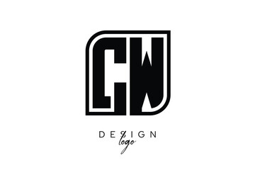 CW Block Monogram Logo – Bold Geometric Lettermark in Rectangular Style for Modern Branding & Identity